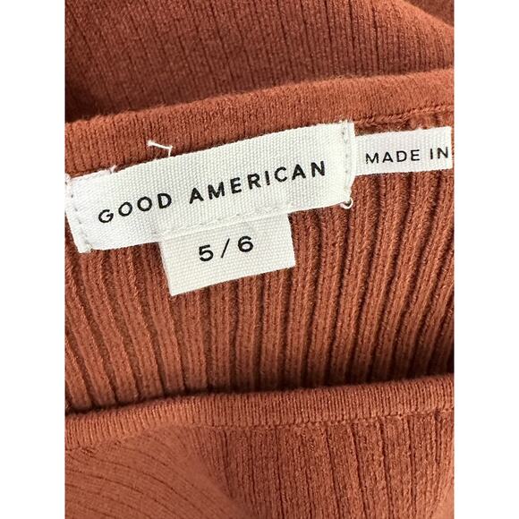 Good American Twisted Strap Brown Ribbed Knit Tank Top size 5/6 - 2XL - Picture 3 of 13